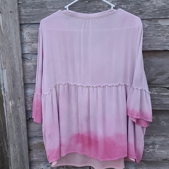 Tie Dye Baby Doll Pink Top - Picture 2 of 3